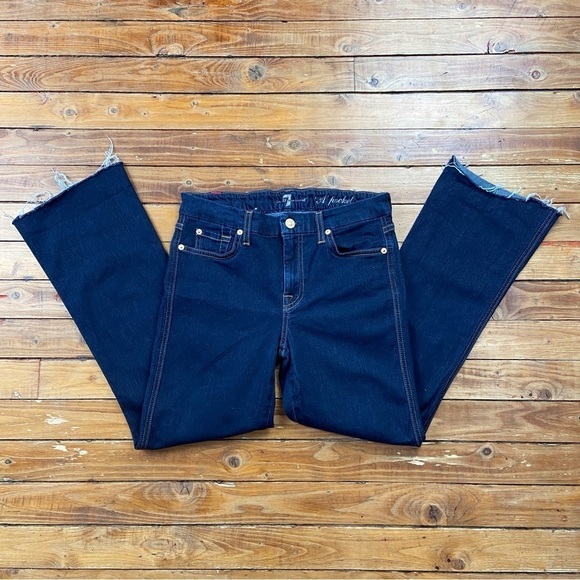 7 for all Mankind A pocket bootcut jeans soft ripped bottom leg high rise size28 - Picture 3 of 15